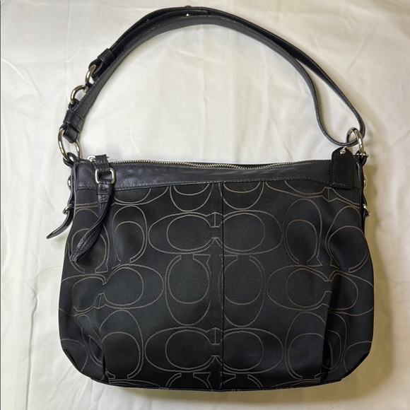 Coach Signature Stripe Black & Gray Hobo Shoulder Bag - Picture 2 of 15